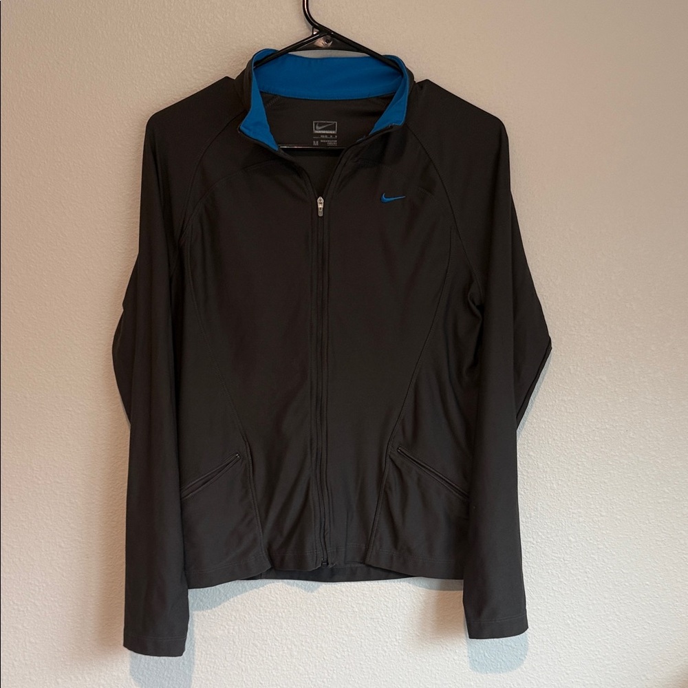 Nike Women's Utility Jacket in Dark Grey with Blue Highlights